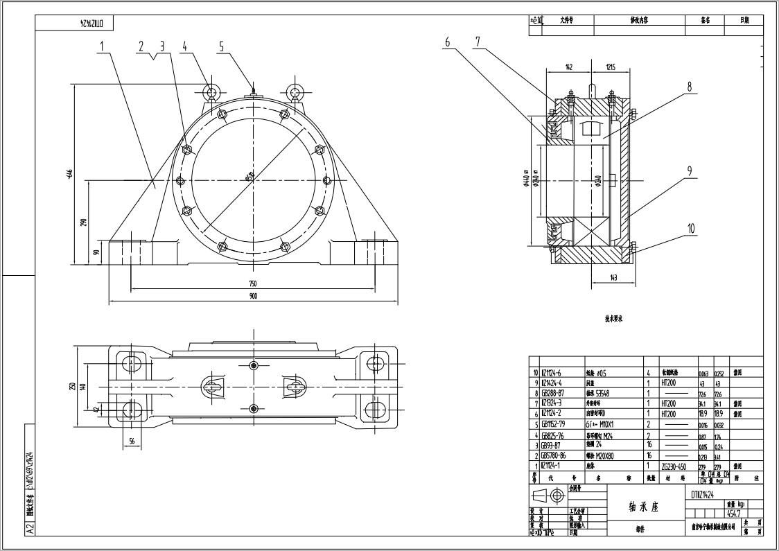 DTIIZ1424皮帶機(jī)專用軸承座通軸自由端適配軸承型號(hào)22248