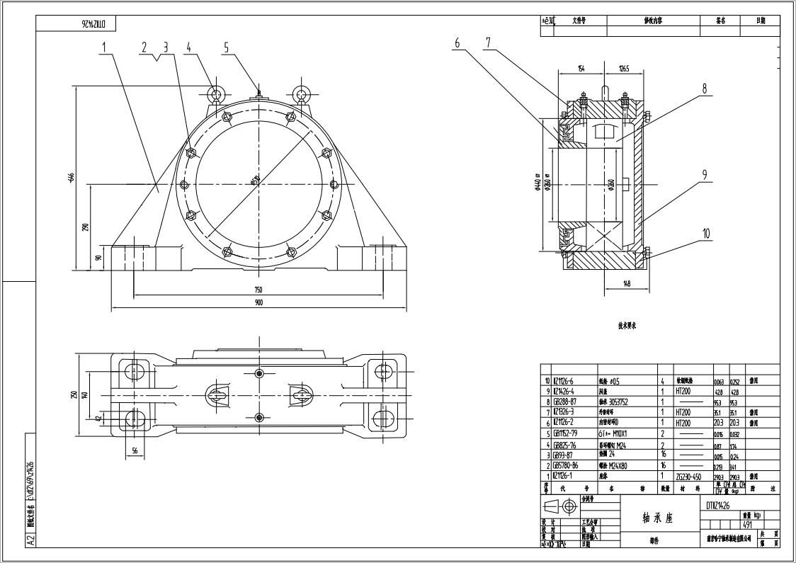DTIIZ1426皮帶機(jī)專用軸承座通軸自由端適配軸承型號22252